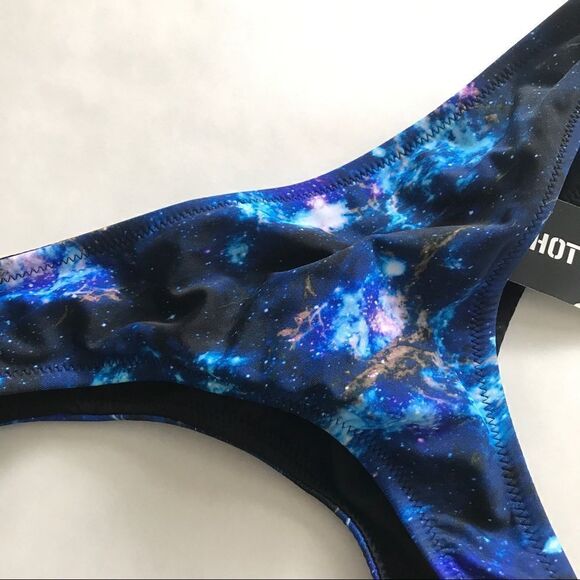 NWT Galaxy Reversible Bikini Bottom Small Cheeky Blue Black - Picture 4 of 7